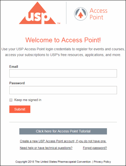 Login page you see to log into your USP account