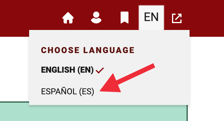 The interface for the language select is located in the top right corner of your webpage in the menu bar